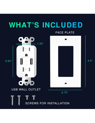 Enchufe de pared USB 4.8A EverElectrix Blanco 15A