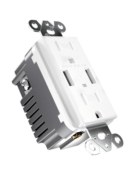 Enchufe de pared USB 4.8A EverElectrix Blanco 15A Enchufe de pared USB 4.8A EverElectrix Blanco 15A