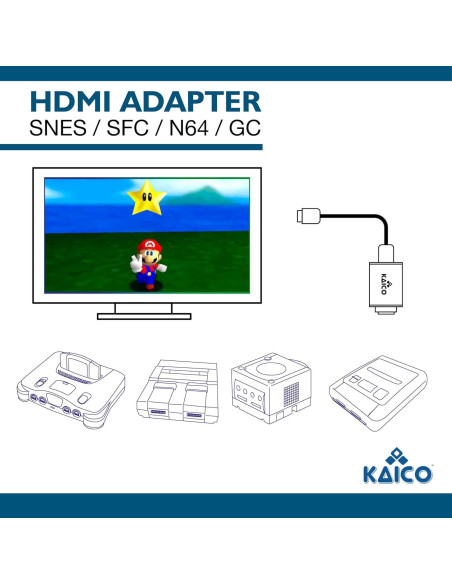 Adaptador HDMI Kaico para Nintendo N64, SNES y Gamecube Adaptador HDMI Kaico para Nintendo N64, SNES y Gamecube