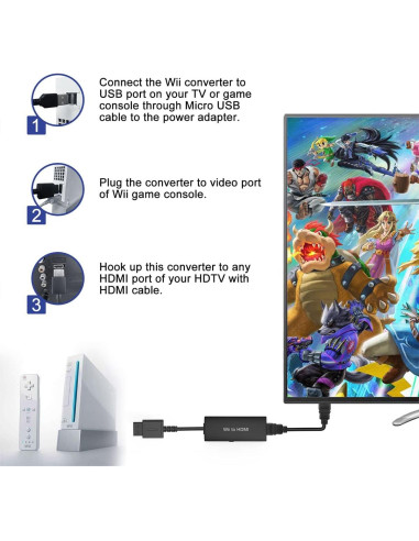 Adaptador HDMI para Nintendo Wii y Wii U Y.D.F 1080P