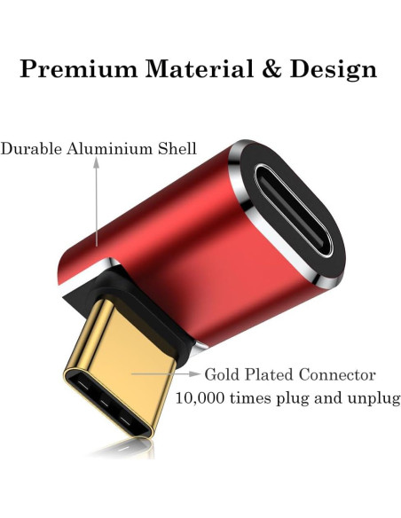 Adaptador USB C 90 Grados AuviPal Rojo - Paquete de 2 Adaptador USB C 90 Grados AuviPal Rojo - Paquete de 2