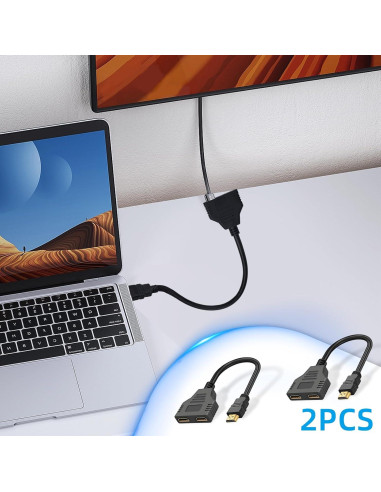 Divisor HDMI 1 a 2 Flylin 1080P Adaptador Macho a Doble Hembra