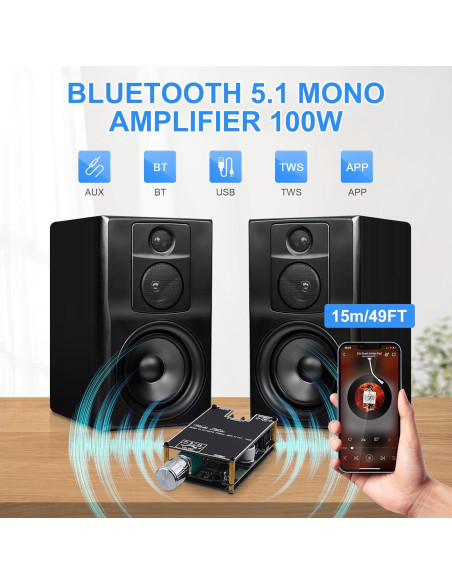 Amplificador Mono Bluetooth ARRAROWN ZK-1001B 100W TWS Amplificador Mono Bluetooth ARRAROWN ZK-1001B 100W TWS