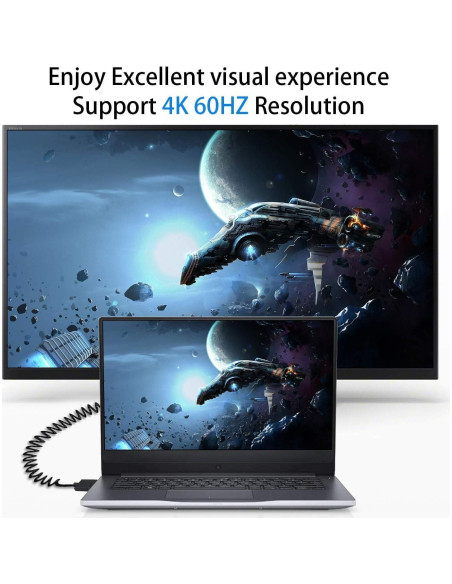 Cable HDMI Enrollado Duttek 1.2M 90 Grados Macho a Macho 4K Cable HDMI Enrollado Duttek 1.2M 90 Grados Macho a Macho 4K