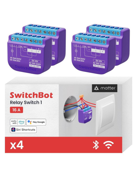Interruptor Relé Inteligente SwitchBot 4 Pack, Control Wi-Fi y Bluetooth Interruptor Relé Inteligente SwitchBot 4 Pack, Control Wi-Fi y Bluetooth