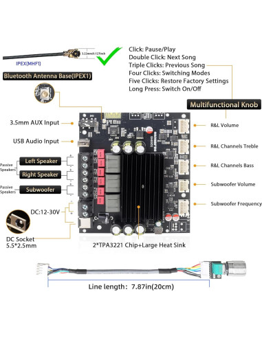 Placa Amplificador Potencia Bluetooth S200HS-W 2.1 400W