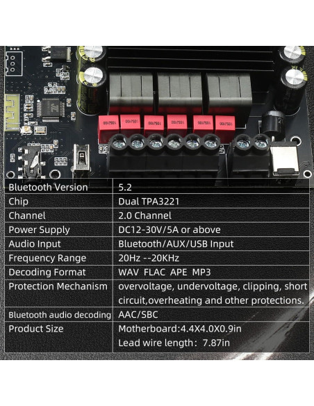 Placa Amplificador Potencia Bluetooth S200HS-W 2.1 400W Placa Amplificador Potencia Bluetooth S200HS-W 2.1 400W
