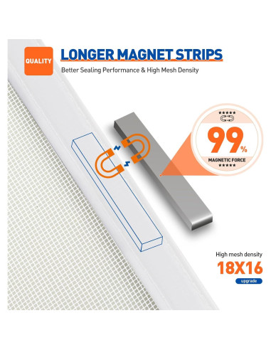 MAGZO Puerta de Pantalla Magnética 91 x 213 cm Blanca