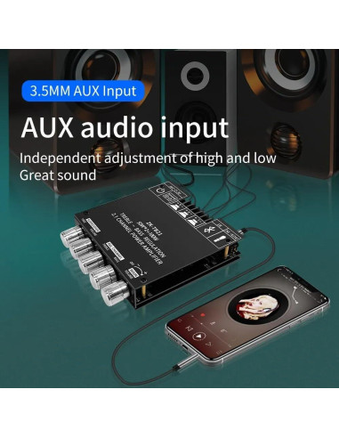 Amplificador Digital 2.1 ZK-TB21 50W + 100W Bluetooth 5.0
