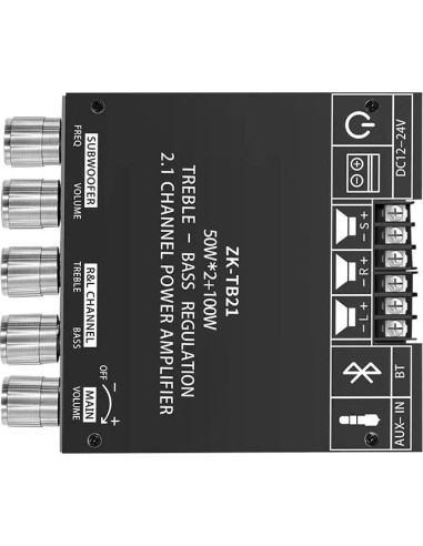 Amplificador Digital 2.1 ZK-TB21 50W + 100W Bluetooth 5.0