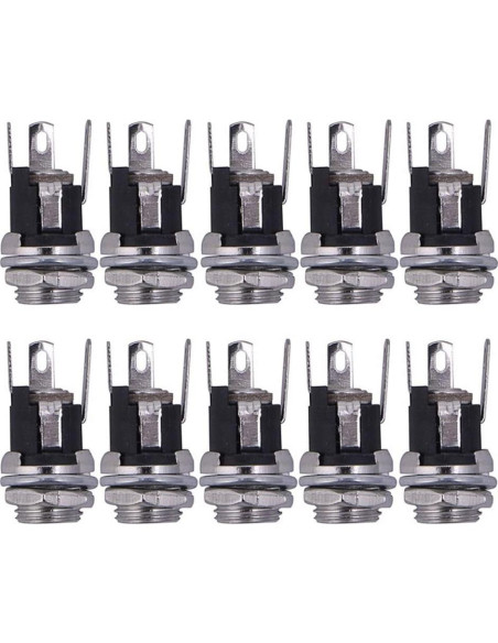 Conector de Montaje en Panel Hembra HiLetgo 10pcs DC 5.5x2.1mm Conector de Montaje en Panel Hembra HiLetgo 10pcs DC 5.5x2.1mm
