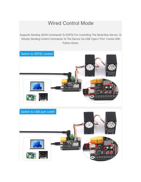 Controlador de Servos por Bus Serial Wonrabai ESP32 para Raspberry Pi Controlador de Servos por Bus Serial Wonrabai ESP32 para Raspberry Pi