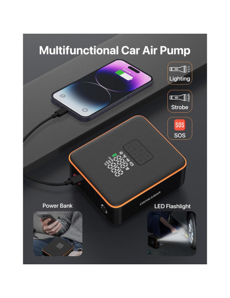 Compresor de Aire Portátil COCHEJUGAR NW12 12V 7800mAh Compresor de Aire Portátil COCHEJUGAR NW12 12V 7800mAh