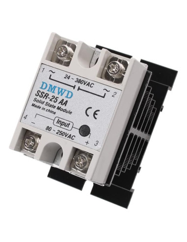 Relé de Estado Sólido DMWD SSR-25AA 25A 80-250V AC a 24-380V AC
