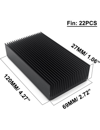 Disipador de Calor Aluminio Negro 120x69x27mm 22 Aletas