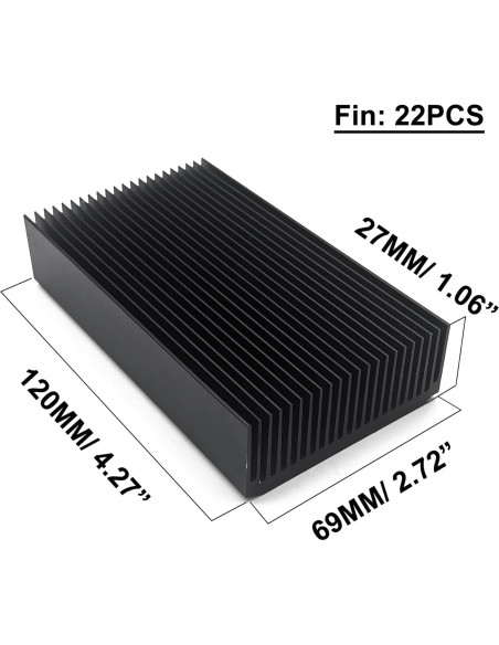 Disipador de Calor Aluminio Negro 120x69x27mm 22 Aletas Disipador de Calor Aluminio Negro 120x69x27mm 22 Aletas