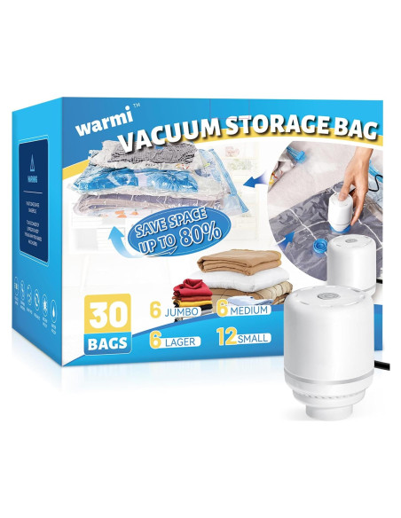 Bolsas de Almacenamiento al Vacío Warmi 30 Piezas con Bomba Bolsas de Almacenamiento al Vacío Warmi 30 Piezas con Bomba