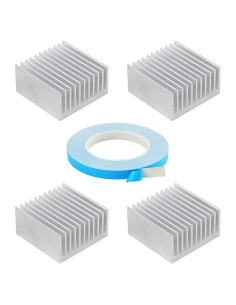 4 Disipadores de Calor de Aluminio 40x40x20mm + Cinta Térmica 12mmx25m ESUMIC