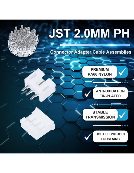 Conector JST PH 2.0 mm 50 Juegos 250 Piezas Crimpado Conector JST PH 2.0 mm 50 Juegos 250 Piezas Crimpado