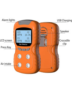 Detector de Gas Portátil HAOKESITE HLT840 4 Gases Alarma Voz 2