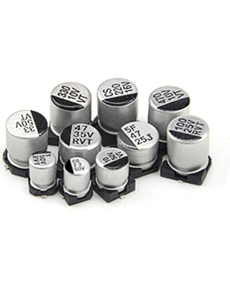 Kit de 200 Capacitores Electrolíticos SMD 1uF a 470uF XLX Kit de 200 Capacitores Electrolíticos SMD 1uF a 470uF XLX