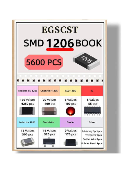 Kit de Componentes SMD 5600Pcs EGSCST 1206 - Resistencias y Más Kit de Componentes SMD 5600Pcs EGSCST 1206 - Resistencias y Más