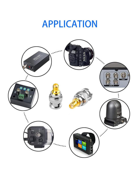 Adaptador Coaxial RF SMA Hembra a BNC Macho DHT 2 Piezas Adaptador Coaxial RF SMA Hembra a BNC Macho DHT 2 Piezas