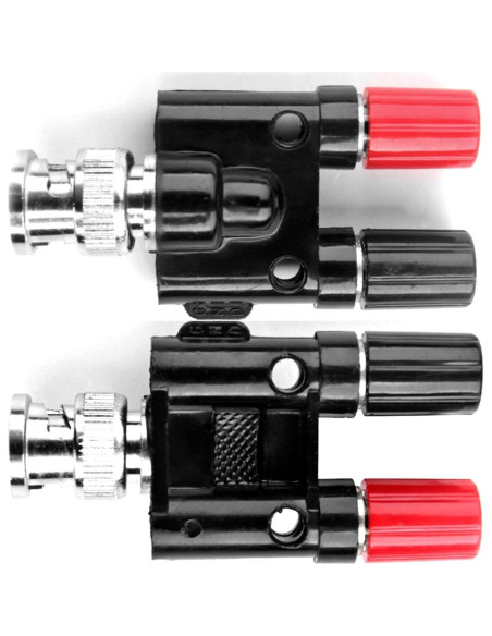Adaptador BNC Macho a 2 Jack Hembra Banana Doble MWRF Adaptador BNC Macho a 2 Jack Hembra Banana Doble MWRF