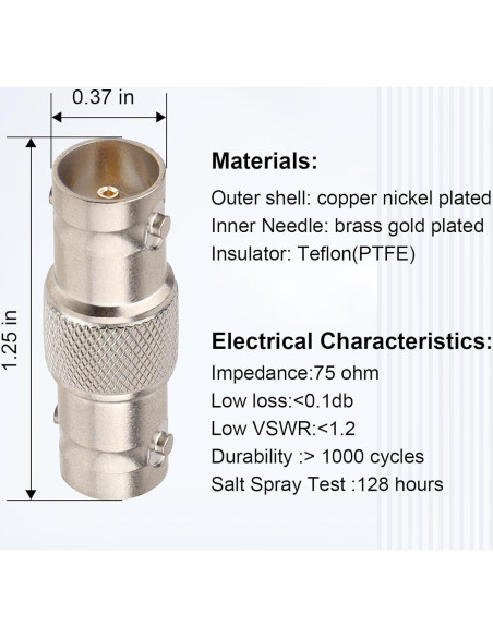 5 Conectores BNC Hembra a Hembra 75 Ohm Shenzhenshi Maoke 5 Conectores BNC Hembra a Hembra 75 Ohm Shenzhenshi Maoke