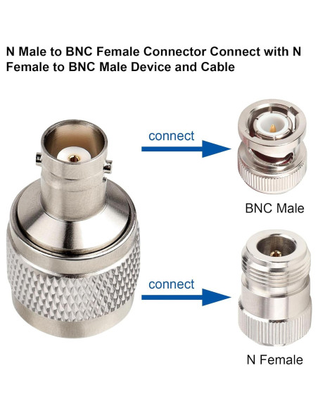 Adaptador N macho a BNC hembra XRDS-RF 2 piezas 50 Ohmios Adaptador N macho a BNC hembra XRDS-RF 2 piezas 50 Ohmios
