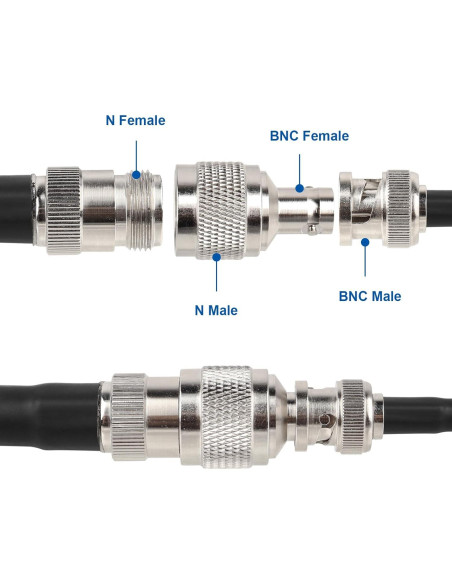 Adaptador N macho a BNC hembra XRDS-RF 2 piezas 50 Ohmios Adaptador N macho a BNC hembra XRDS-RF 2 piezas 50 Ohmios