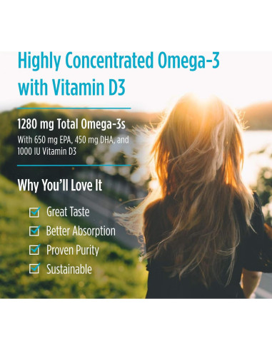 Nordic Naturals ProOmega-D 60 Gelatinas Blandas Limón 1280 mg Omega-3