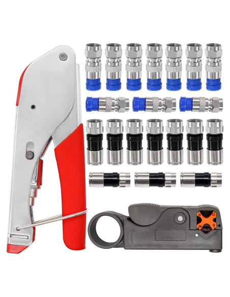 Kit de Crimpado Coaxial Taiss con 20 Conectores F RG6 Kit de Crimpado Coaxial Taiss con 20 Conectores F RG6