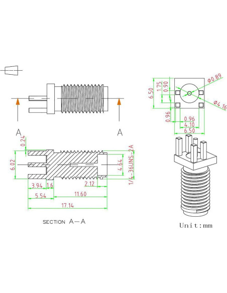 Conectores SMA Femenino Superbat 10pcs Montaje en Bisel PCB Conectores SMA Femenino Superbat 10pcs Montaje en Bisel PCB