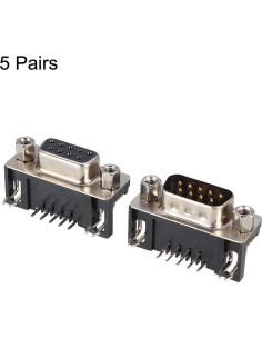 Conector DB9 Macho y Hembra uxcell 9 Pines 5 Pares 2