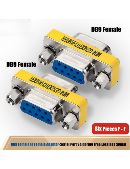 Paquete de 6 adaptadores RS232 DB9 hembra a hembra Warmstor Paquete de 6 adaptadores RS232 DB9 hembra a hembra Warmstor