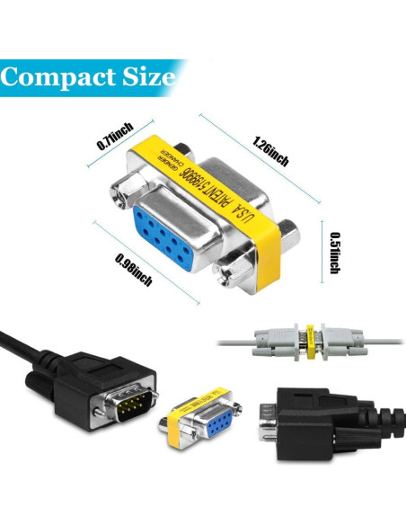 Paquete de 6 adaptadores RS232 DB9 hembra a hembra Warmstor Paquete de 6 adaptadores RS232 DB9 hembra a hembra Warmstor