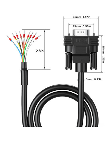 Cable de Extensión DB9 RS232 Hembra a Cable Pelado 0.91m JUXINICE
