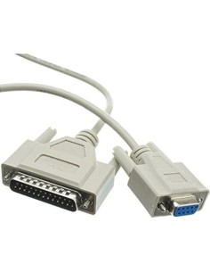 Cable Serial Null Modem AYA DB9 Hembra a DB25 Macho 3.05m 2