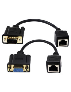 Cable RJ45 a VGA 15 pines zdyCGTime 0.15m 2Pack Negro