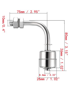 Interruptor de Flotador Vertical Acero Inoxidable 10mm COMOK 2