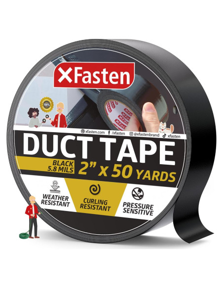 Cinta Adhesiva XFasten Negra 5cm x 45.72m Resistente al Clima Cinta Adhesiva XFasten Negra 5cm x 45.72m Resistente al Clima