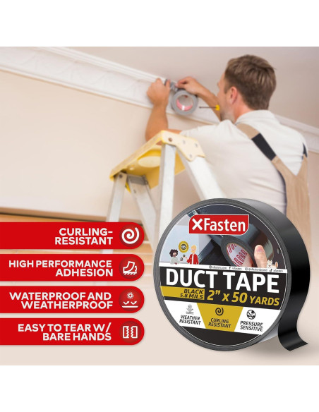 Cinta Adhesiva XFasten Negra 5cm x 45.72m Resistente al Clima Cinta Adhesiva XFasten Negra 5cm x 45.72m Resistente al Clima