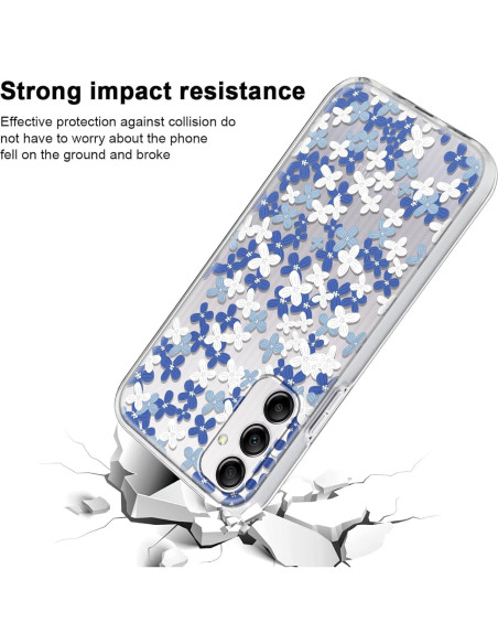 Funda Floral Transparente para Samsung Galaxy A14 5G - Azul Funda Floral Transparente para Samsung Galaxy A14 5G - Azul