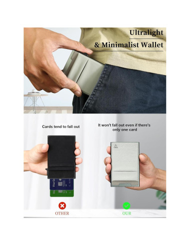Billetera delgada TOYFID de aluminio con bloqueo RFID gris