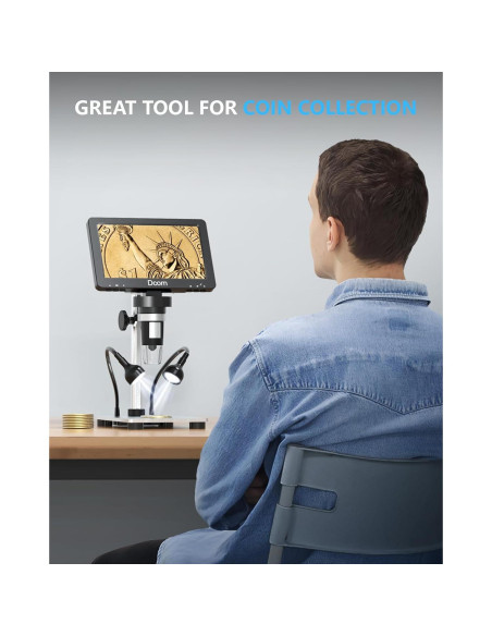 Microscopio Digital Dcorn 7" 12MP 1080P 1200X con Soporte Microscopio Digital Dcorn 7" 12MP 1080P 1200X con Soporte