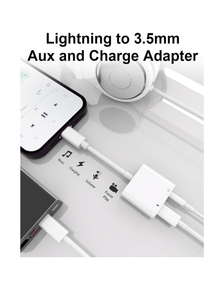Adaptador de Auriculares Lightning a 3.5mm LIEZHUA 2 Paquetes Adaptador de Auriculares Lightning a 3.5mm LIEZHUA 2 Paquetes