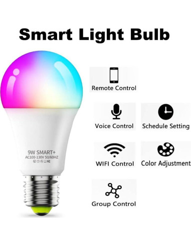 Bombilla LED Inteligente ZENGEE E26 A19 WiFi 9W RGB 2700K-6500K