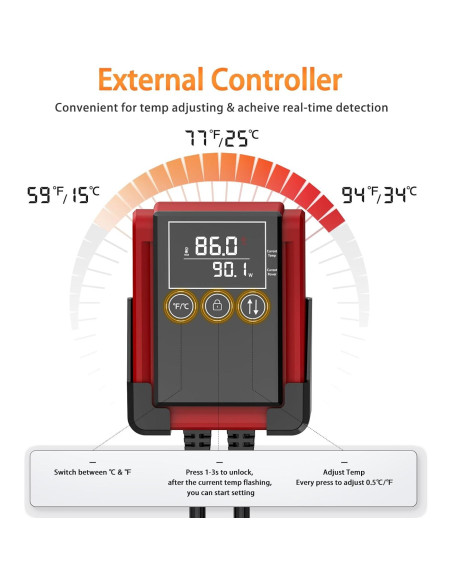 Calentador de Acuario AQQA 200W para 75-150 Litros Termostato Calentador de Acuario AQQA 200W para 75-150 Litros Termostato