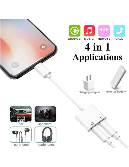 Adaptador Dual Lightning esbeecables 4 en 1 para iPhone Adaptador Dual Lightning esbeecables 4 en 1 para iPhone